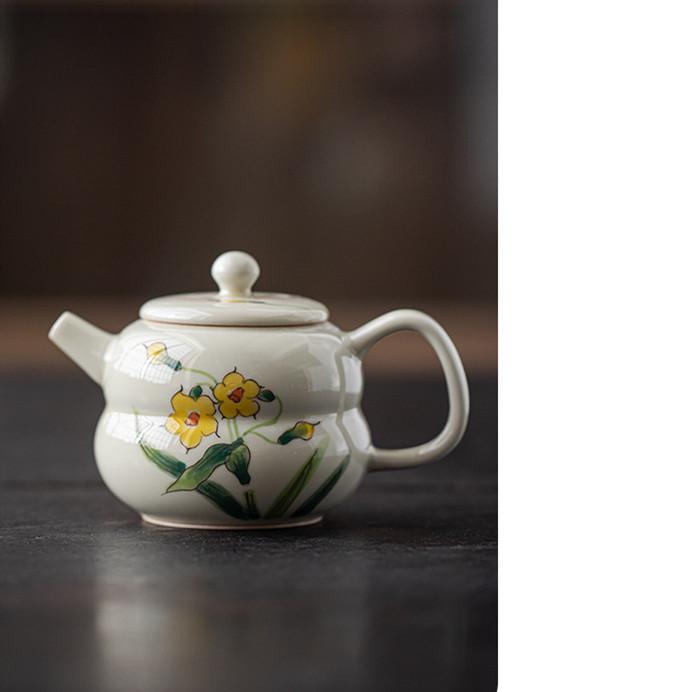 110ml Chinese Small Capacity Handmade Ceramic Teapots Hand-painted Flower Porcelain Tea Pot Household Kettle Travel Tea Set