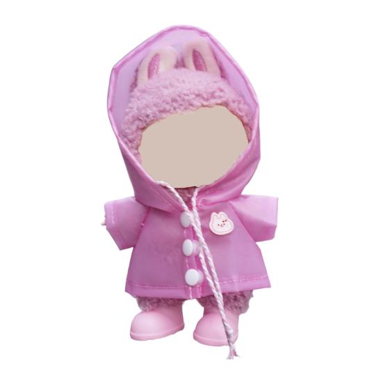 17cm Doll Raincoat Hooded Cape Small Animal Rainwear Waterproof Doll Clothes Gift for Birthday Display Collector