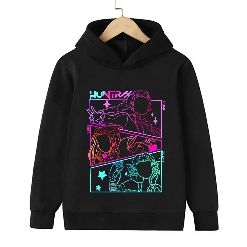 Soft Children Hoodie, Vertical Color Strip Anime Boys Portrait Print Pullover Sweatshirt, Autumn WinterCasualSport Long Sleeve Top For Kids Daily Wear