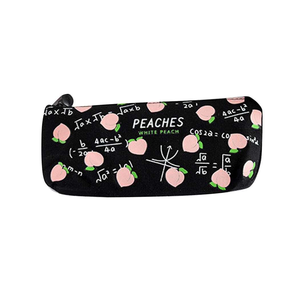 Fruit Printed Zipper Pencil Bag Students Pen Cases Stationery Office Supplies