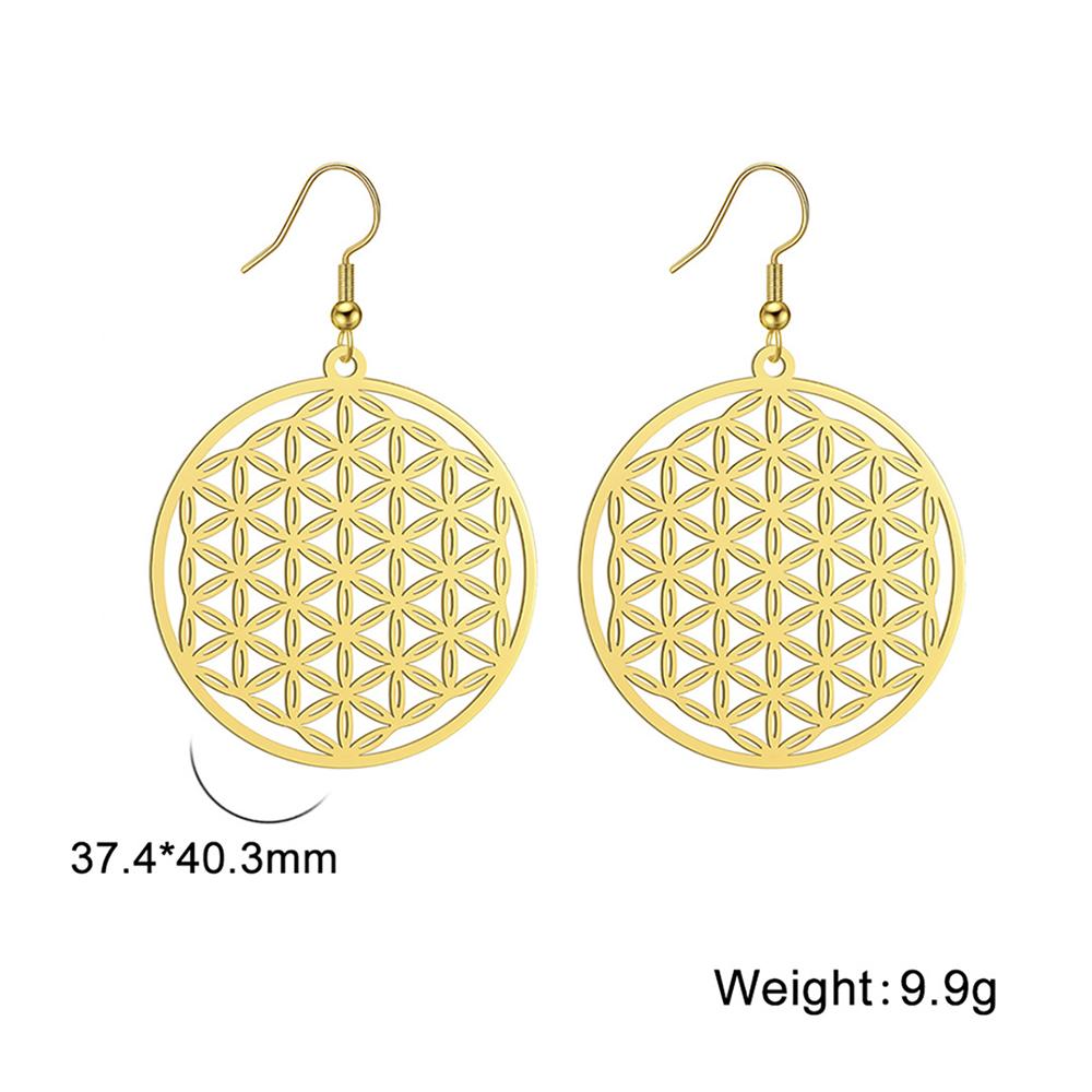 My Shape Flower of Life Drop Earrings for Women Stainless Steel Mandala Sacred Geometry Flower Dangle Earring Amulet Jewelry