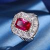 Jewelry Copper Bottom Gold-Plated Simulation Color Treasure Corundum Square Diamond 8 * 12 Temperament Ring Set Women