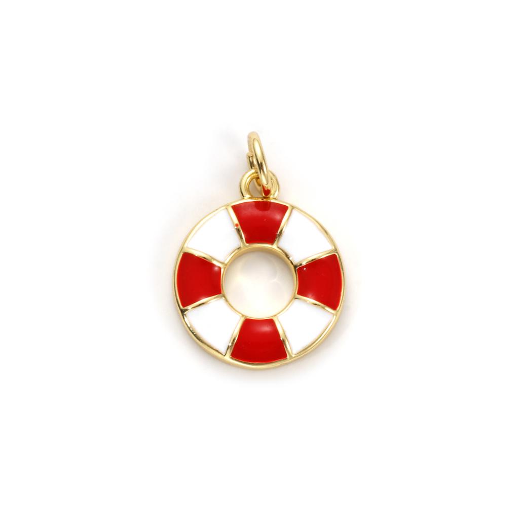 2 Stück Meeres Schmuck Seestern Anhänger 18 Karat Echtgold Beschichtet Mehrfarbig Emaille Rettungsring Seestern Meeres Anhänger Für DIY Halskette DIY