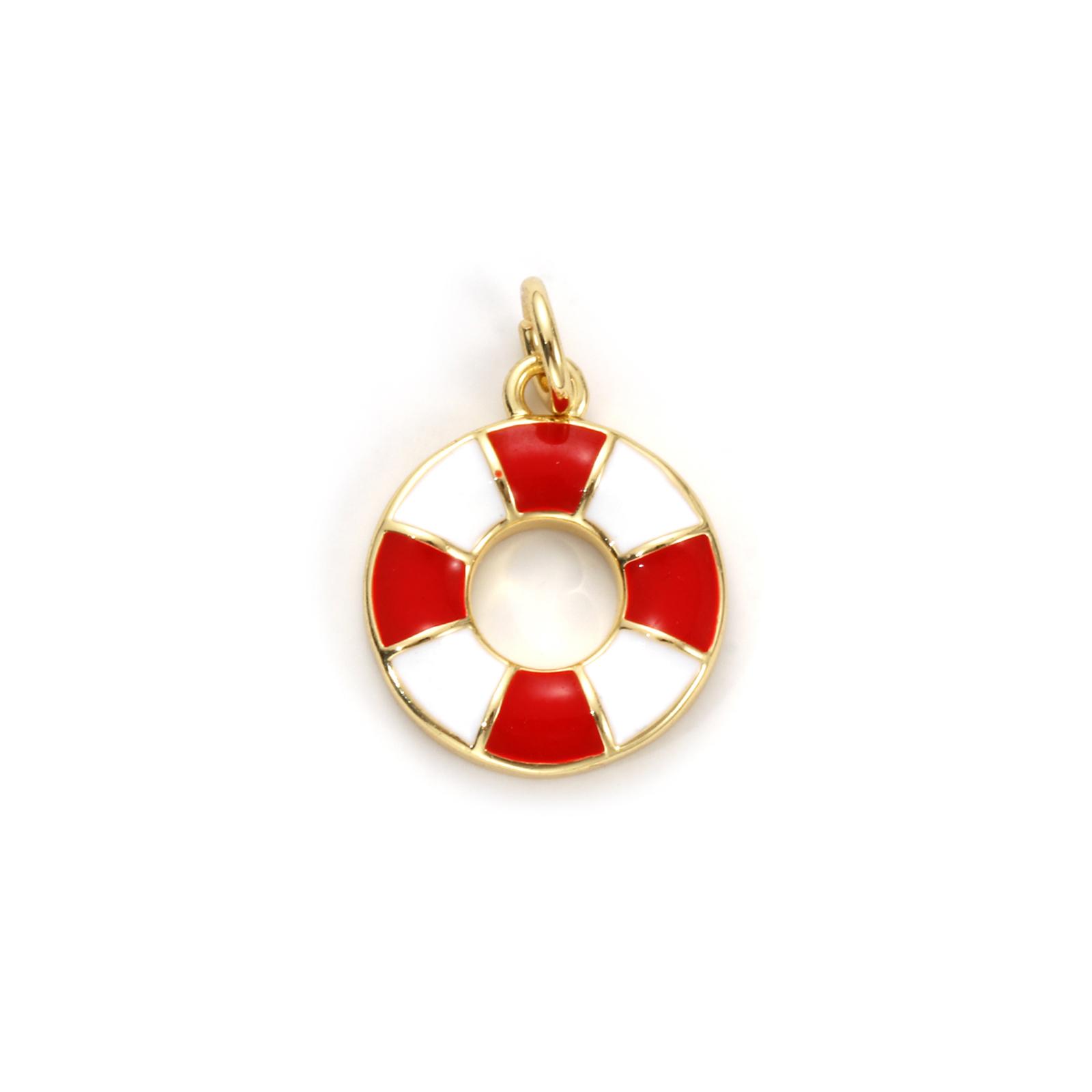

2 Pcs Ocean Jewelry Starfish Charms 18K Real Gold Plated Multicolor Enamel Lifebuoy Star Fish Sea Pendants For DIY Necklace DIY