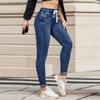 Women's Skinny  Trendy Jeans Distressed Stretchy Denim Pants Elastic Waist Drawstring Denim Trousers