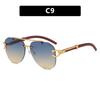 Leopard toad glasses sunglasses wood grain legs double beam frameless trimmed sunglasses European and American fashion trendy sunglasses retro