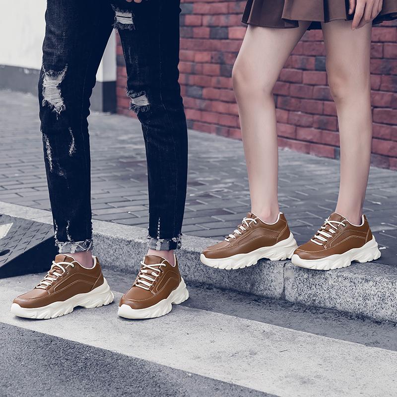 New Big Size Unisex Elevator Shoes Cow Leather Lift Sneakers Height Increase Insoles 6CM Man Daily Height Increasing Sport Shoes