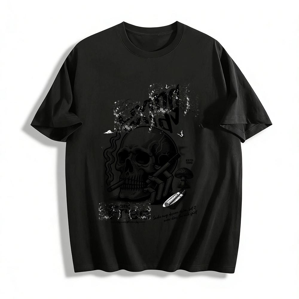Living Wild And Free Skull Graphic Print Casual Tee ESTD 1990 Pure cotton T-shirt XXS