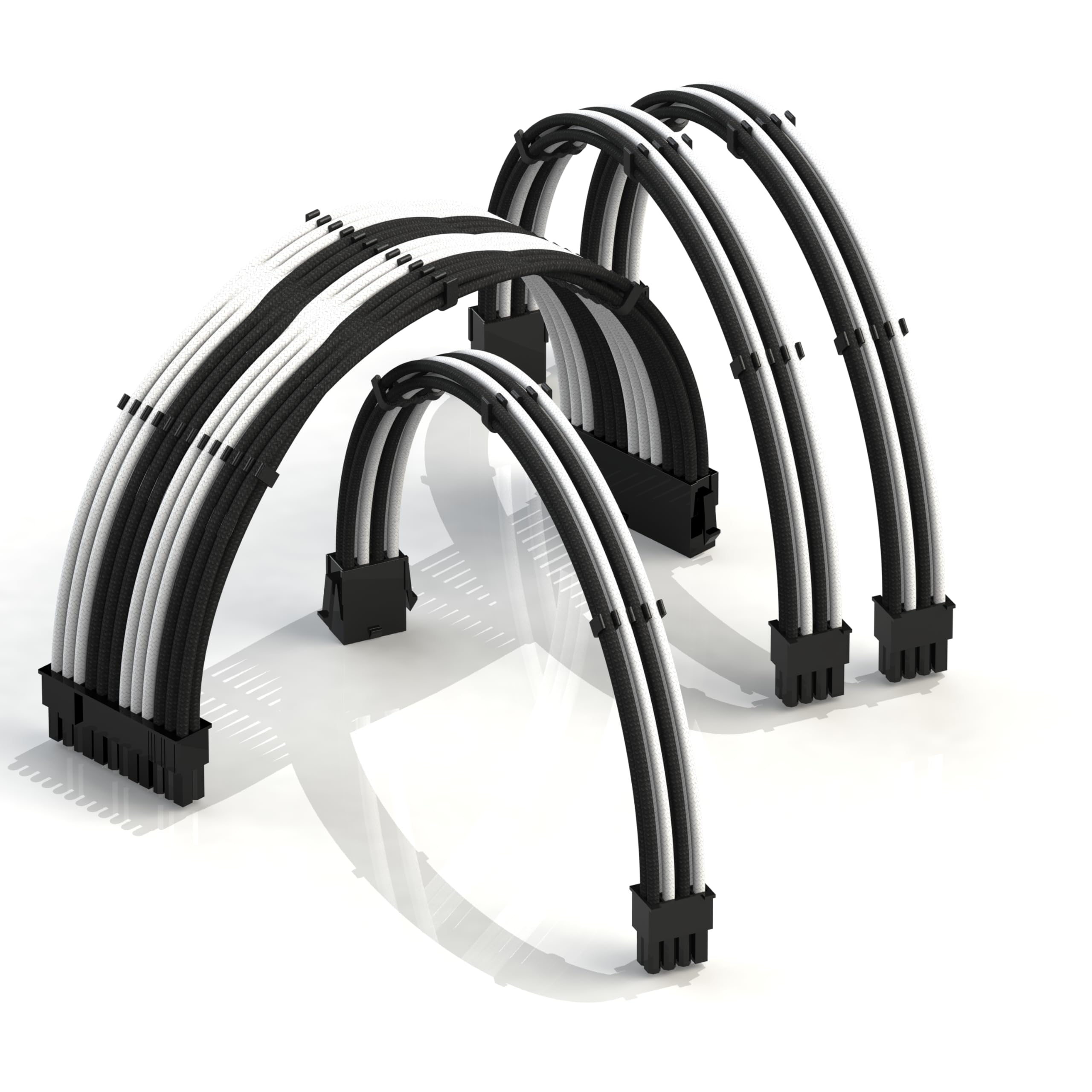 

LINKUP 30cm Super Soft Flexible PSU Cable Extension Sleeved Custom Mod PC Power Delivery Combed Braided 4 Pieces 1x 24 P 1x 8 P CPU 2x 8 P GPU 300mm