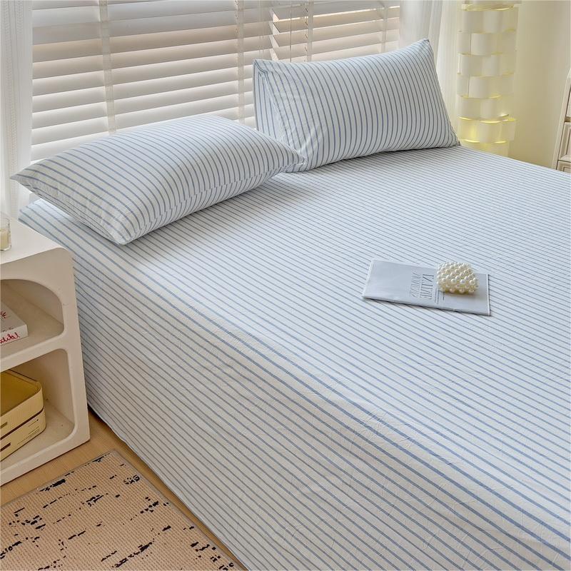 Striped Washable Bed Sheet Solid Color For Student Dormitory