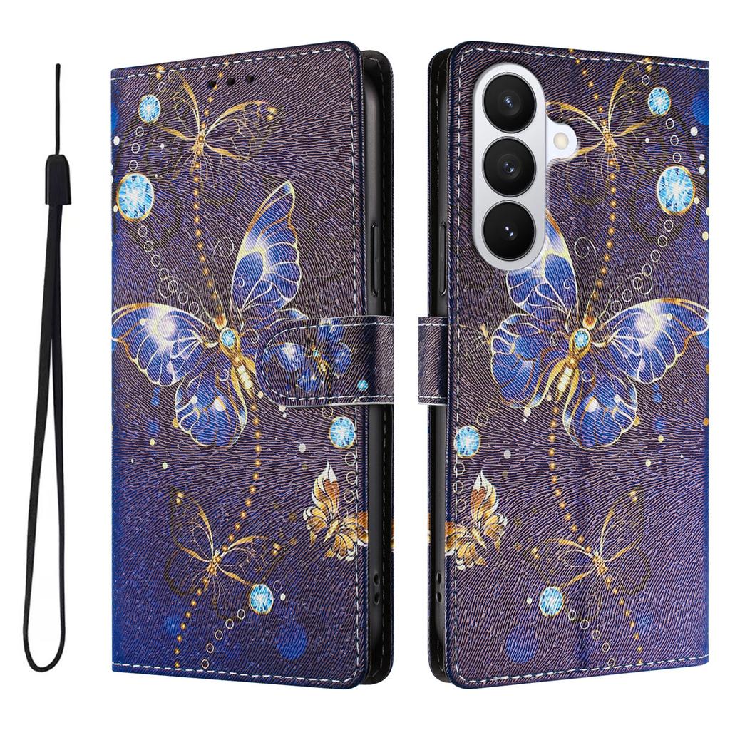 For Samsung Galaxy S26/S26 Pro Case Pattern Print PU Leather Wallet Phone Cover with Wrist Strap