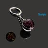 Luminous Zodiac Keychain: Twelve Constellations with Taurus & Aquarius Gem Pendants