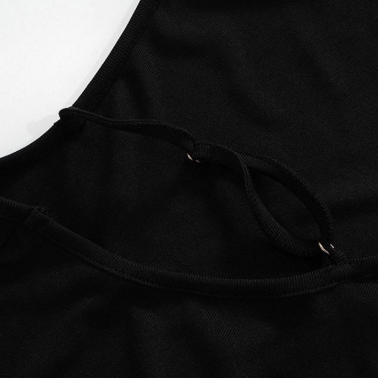 Elegante Vestido Midi Sexy sin Espalda con Aberturas de Manga Larga para Fiesta Club para Primavera Verano Caluroso