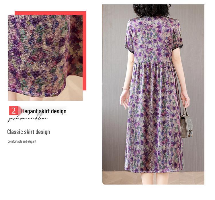 Summer 2026 Retro Print Plus Size Dress for Women: Stylish and Slimming Mother's Outfit