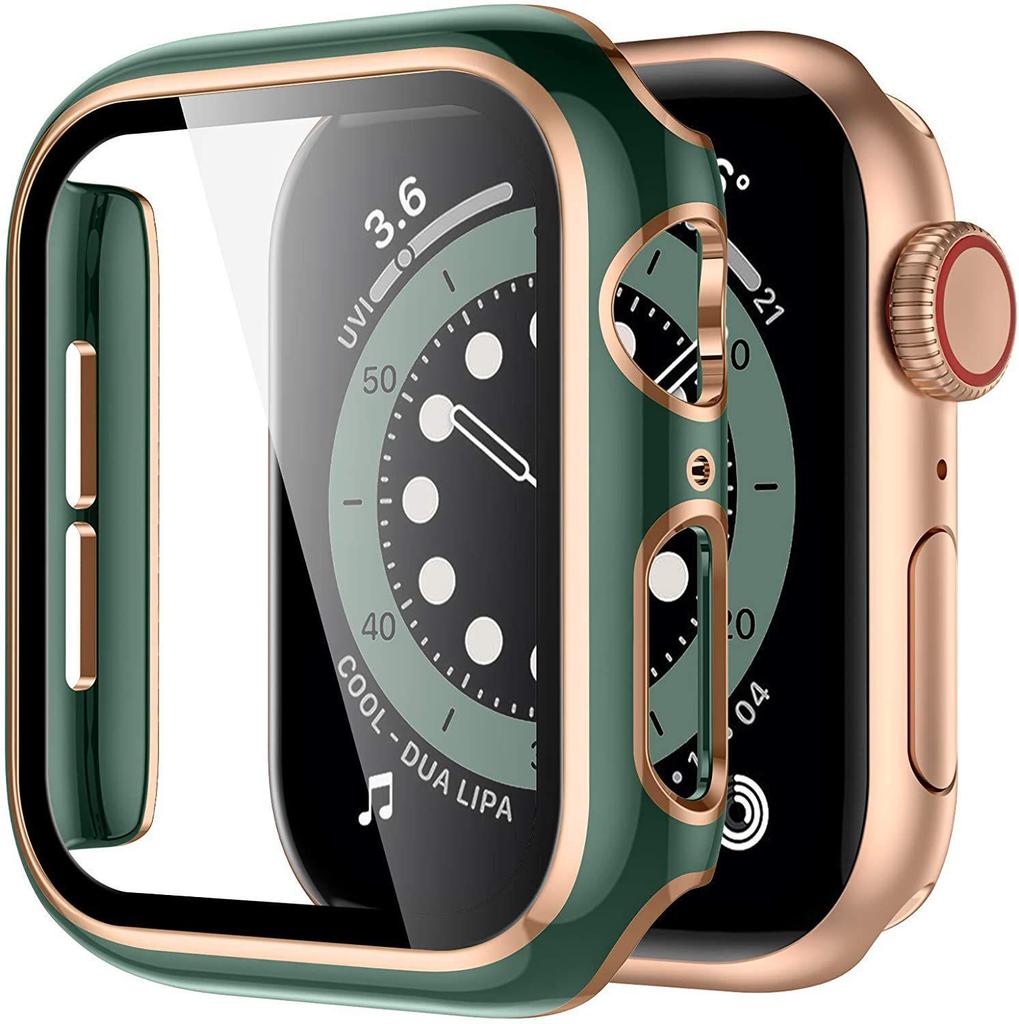 Coque de protection bicolore pour Apple Watch iWatch7 avec film en verre trempé