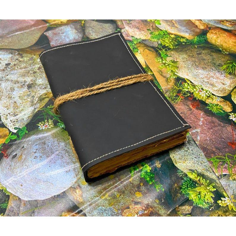 Leather Journal, Vintage Look Bound Journal - Handmade Antique Deckle Edge Paper, Grimoire Journal, Personal Journal For Sketching,