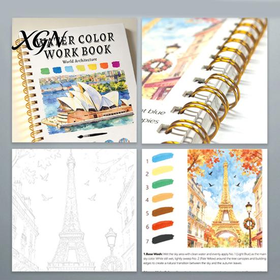 Creative Color Matching Practice Book Watercolor Coloring Book, Clean And Bright Patterns Design, Thick Art Supplies for Kids Painting Paper