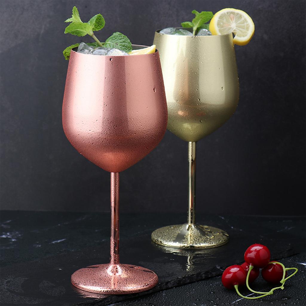 00ml Creative 304 Stainless Steel Single Layer Goblet Red Wine Glass, Seven Color, Large Capacity, Drum Type, Drop Resistant, Copper Plated Wine Glass