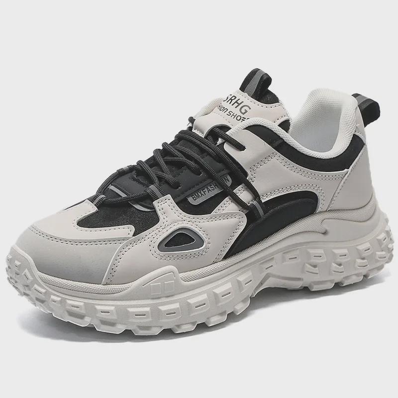 2024 Autumn Men's Breathable Sports Shoes - Korean Style, Non-Slip, Thick-Soled, All-Match Dad Sneakers
