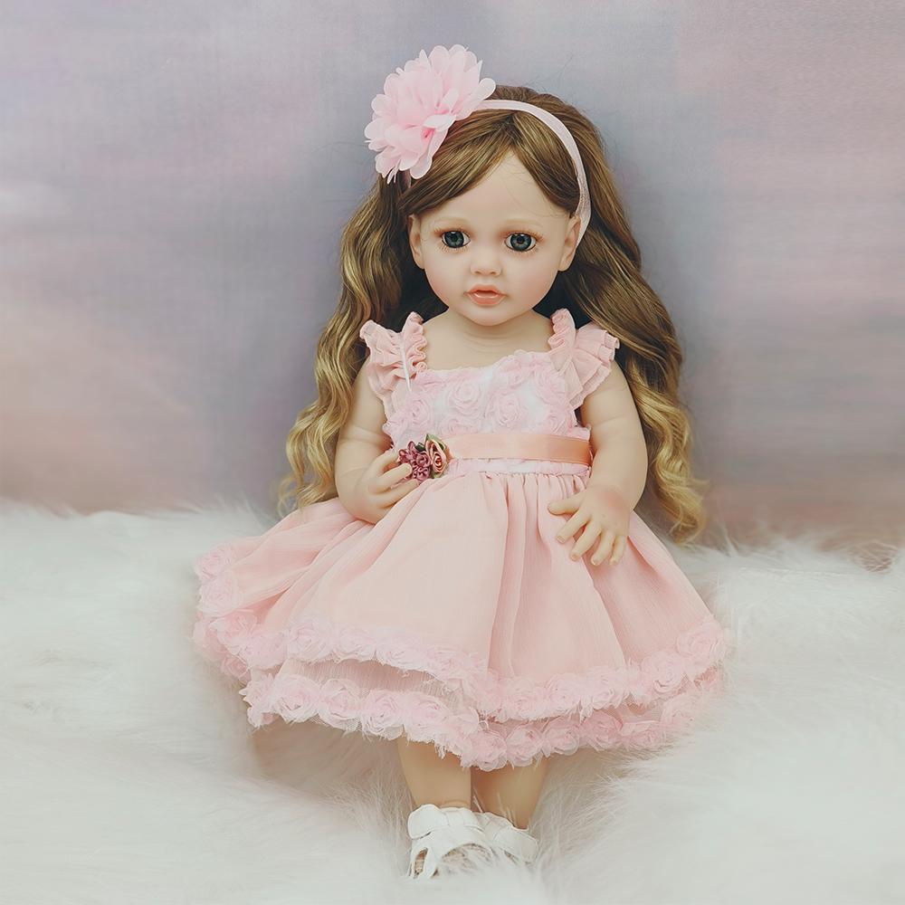 55cm Reborn Baby Doll Full Silicone Body Vinyl Newborn Toy For Girl Princess Bebe Accompanying Toy