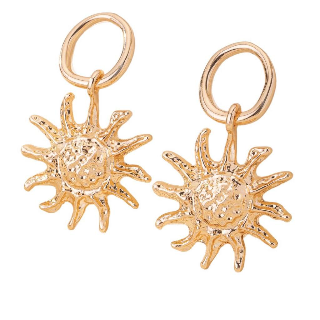 European & American Vintage Star Sunflower Earrings: Trendy French Statement Jewelry for Women