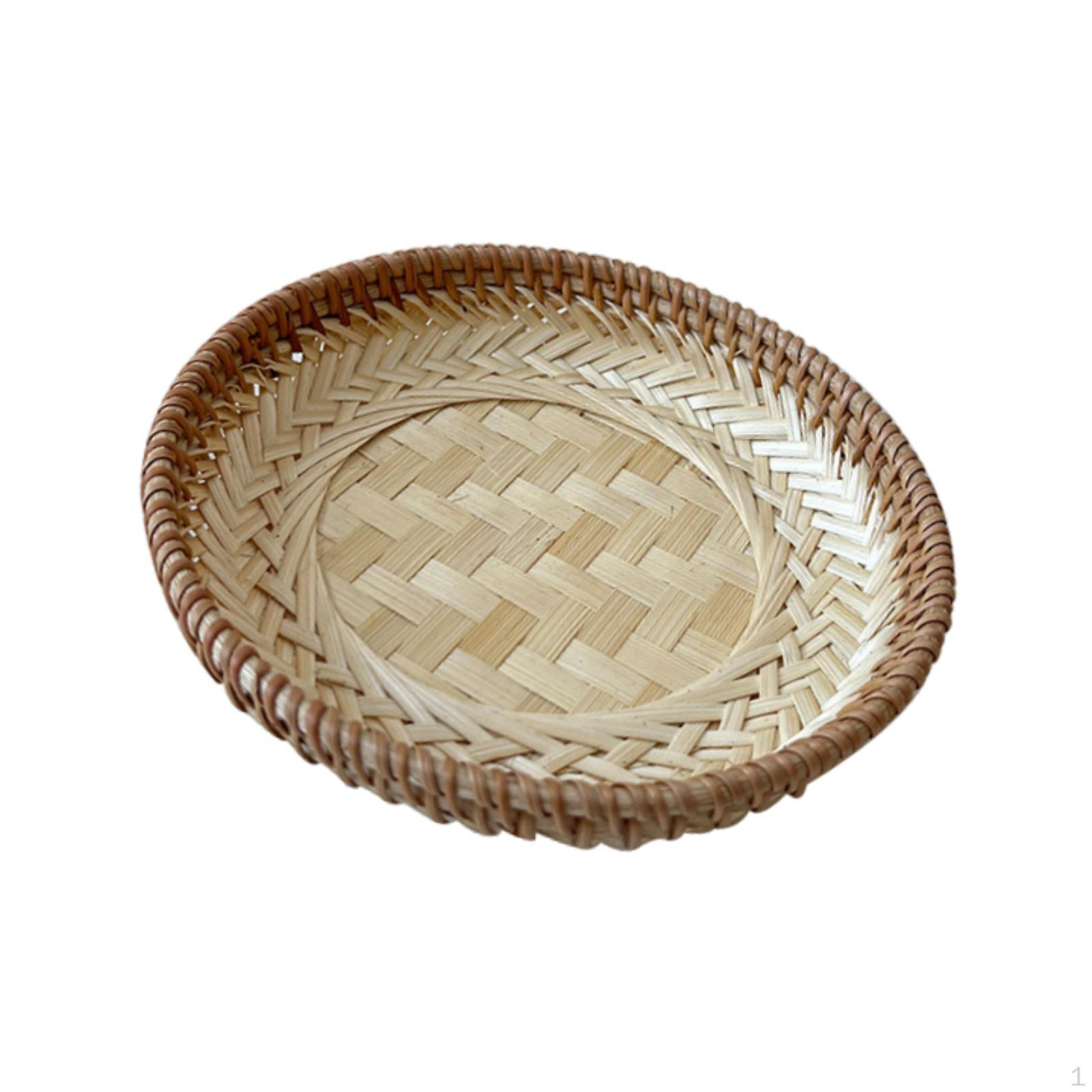 

Поднос из бамбука, корзина для хранения вещей, сделанная вручную, для завтрака, ужина, ротанга 19cmx3cm