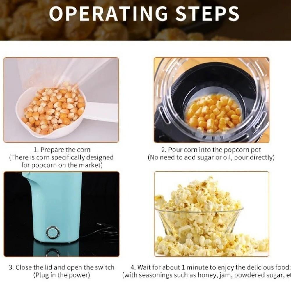 High Popping Rate Hot Air Popcorn Popper Automatic Corn Machine Mini Popcorn Machine Home Use