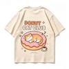 Donut Cat Club Graphic Tshirt Unisex Cute Sleeping Cat Donut Print Oneck Short Sleeve Loose Casual Summer Streetwear Tops