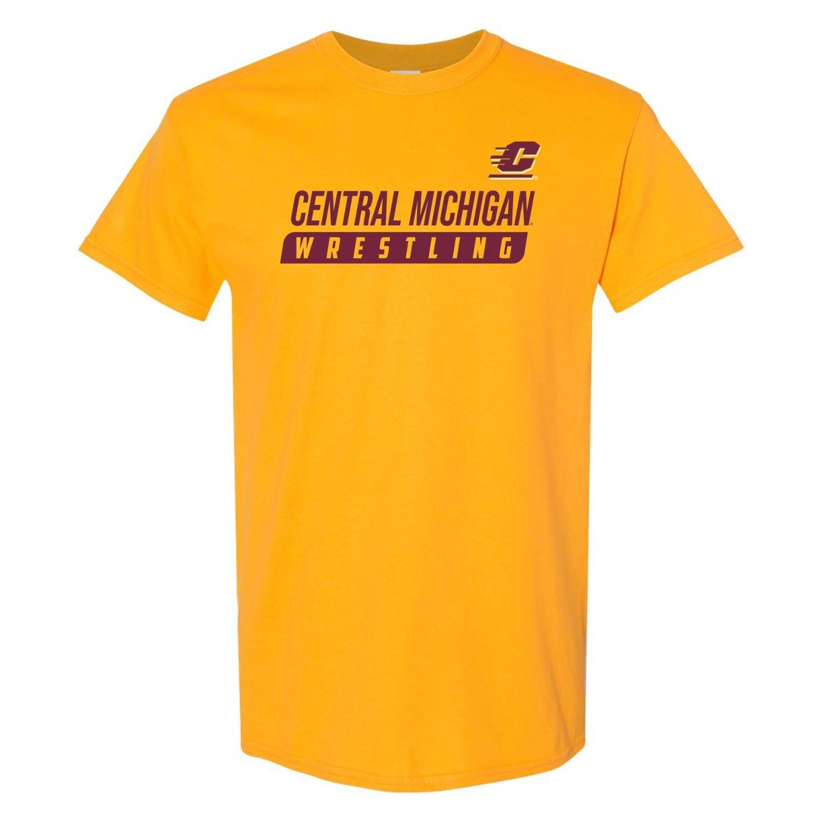 Central Michigan Chippewas Wrestling Slant T-shirt - Gold S