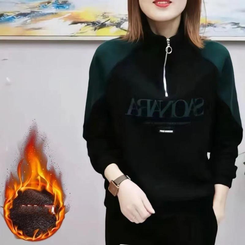 

Осенне-зимний женский свитер с высоким воротом, однотонный принт с буквами, молния, фонарь, длинный рукав, толстовки, модные повседневные топы 4XL чёрный