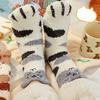 Fuzzy Sleep Socks Warm Cute Cat Plush Socks Stretchy Breathable Winter Indoor Socks