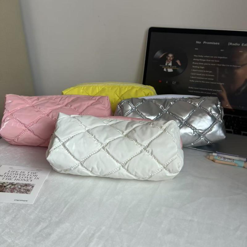 Silver Ballet Style Cute Bow Large Capacity Pencil Case Student Stationery Study Supplies Back To School Kawaii Bag