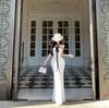 French Beautiful Vacation Style Sexy Style Neck Streamer Dress Women's White Long Dress Light Luxury Banquet Evening Dress Dress