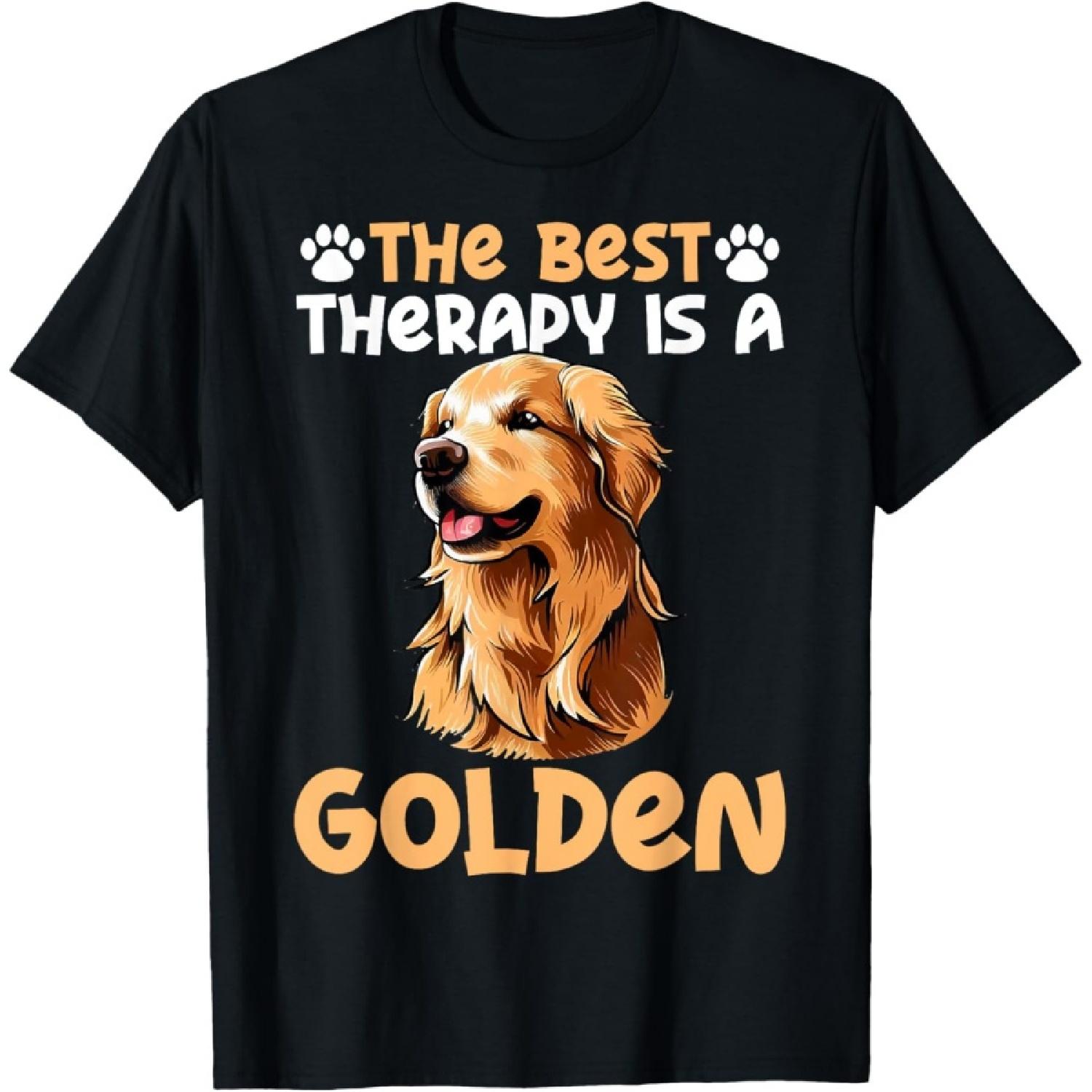 The Best Therapy Is A Golden Retriever Dog Lovers Men Women Girls Kids T-Shirt S
