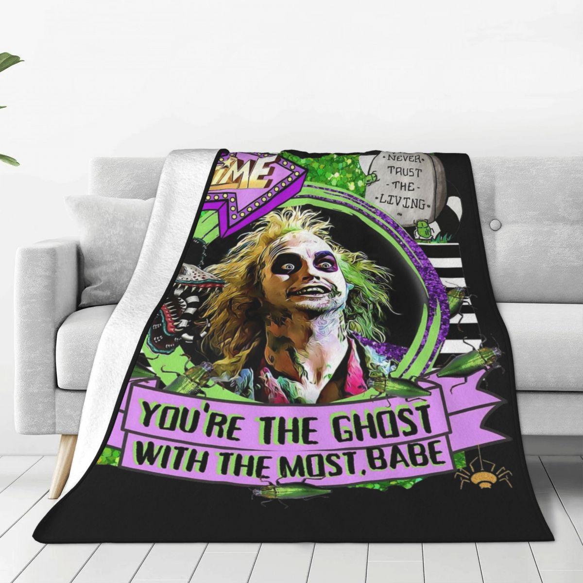 

Blanket Warm Comfortable B-Beetlejuices Movie Youre The Ghost Plush Throw Blanket For Outdoor Decorative Flannel Bedspread Bed 75x90cm