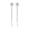 Yangchun Baixue Snowflake Tassel Earrings - No Piercing Ear Clip for Square/Round Faces