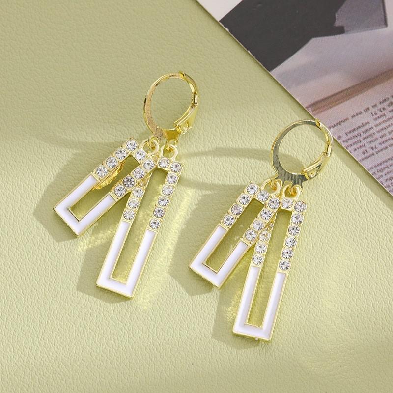 Silver Needle Korean Fashion Zircon Drop Earrings For Women Jewelry Trending New Luxury Vintage Gold Color Earrings