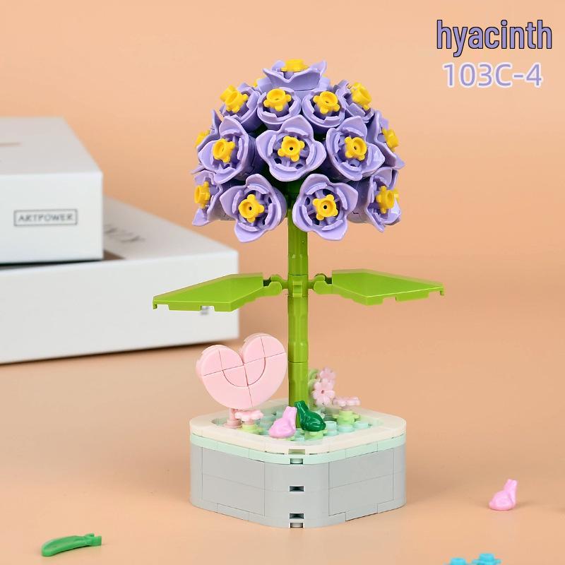 Educational Sunflower & Hibiscus Building Blocks Ornament - Teacher's Day Gift