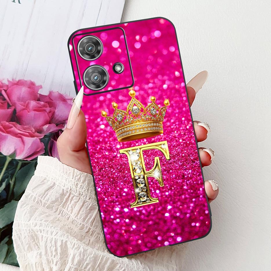 For Motorola Edge 40 Neo Case XT2307-1 Cute Crown Letters Cover Soft Silicone Phone Cases For Motorola Edge 40 Edge40 Neo Fundas