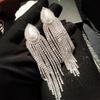 Super Flash Luxury Long Tassel Earrings Bridal Wedding Dress Banquet Dress Earrings Classy Sense