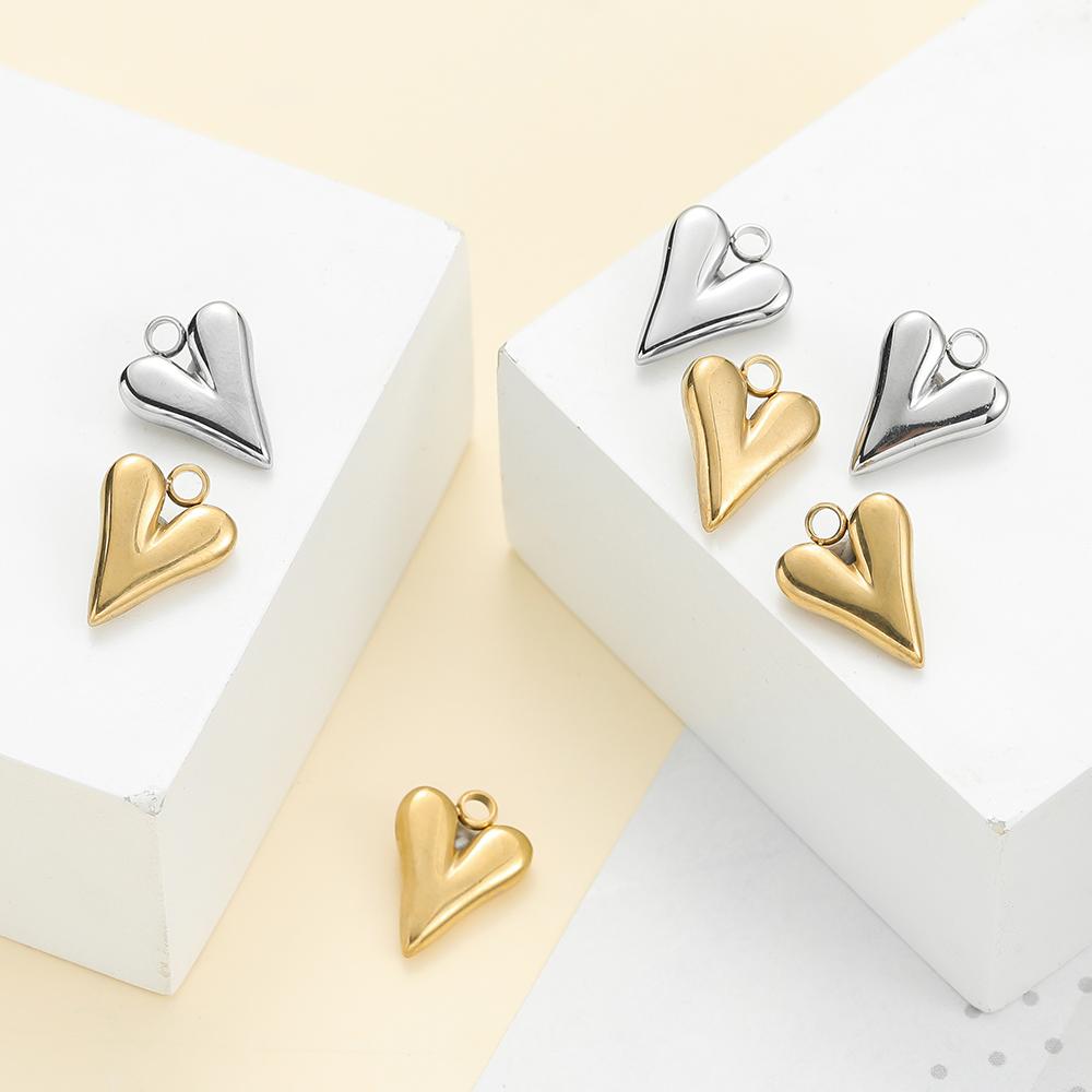 5pcs/lot Stainless Steel Heart Shape Charms Pendants for Handmade DIY Jewelry Necklace Earring Making Accessories