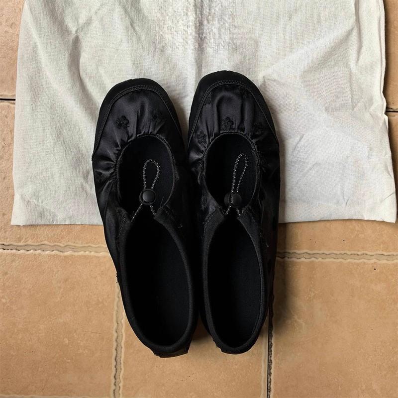 

Версия из овчины~ Ретро атласная эластичная лента Туфли Мэри Джейн женские кожаные с мелким вырезом на плоской подошве балетки 40