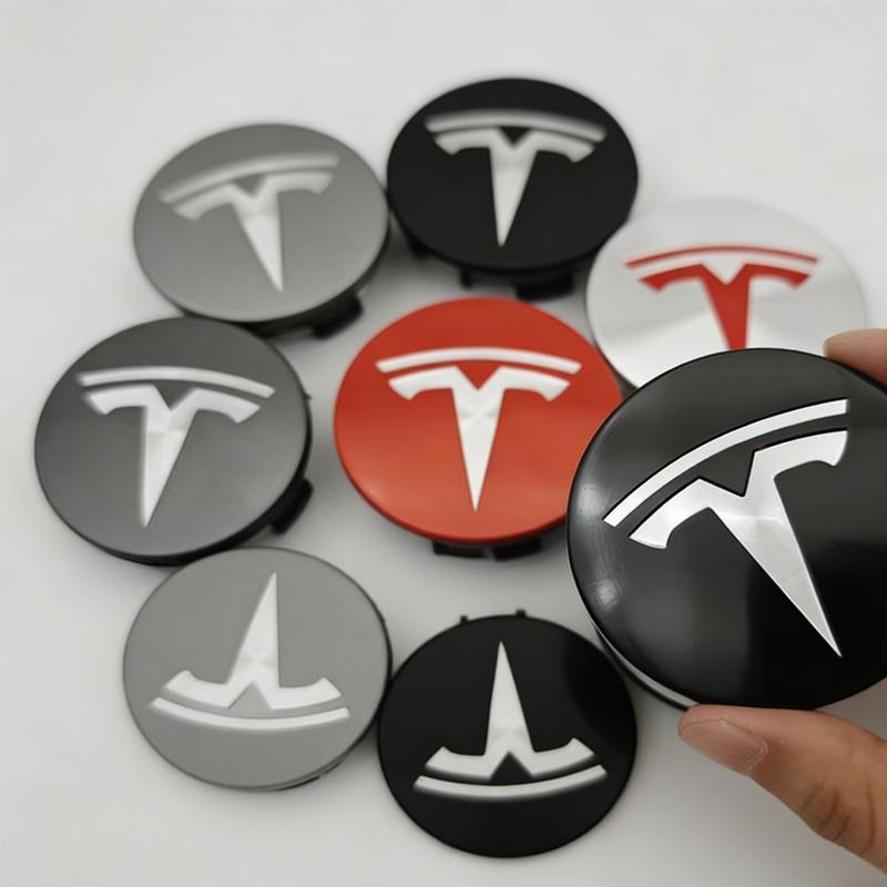 4Pcs/set 56mm Tesla Glossy Black Car Wheel Center Caps Logo Emblem For Tesla Model 3 Y S X Rims Hub Cover Caps Badge Accessories
