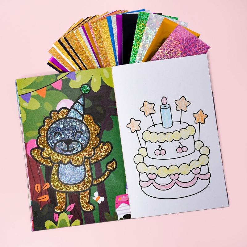 Birthday Theme Coloring Book Painting Book Foil Art Craft Set Graffiti Picture Drawing Book for Creative Painting