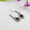 Oval Malachite Earrings: Handmade 925 Sterling Silver Gemstone Dangle