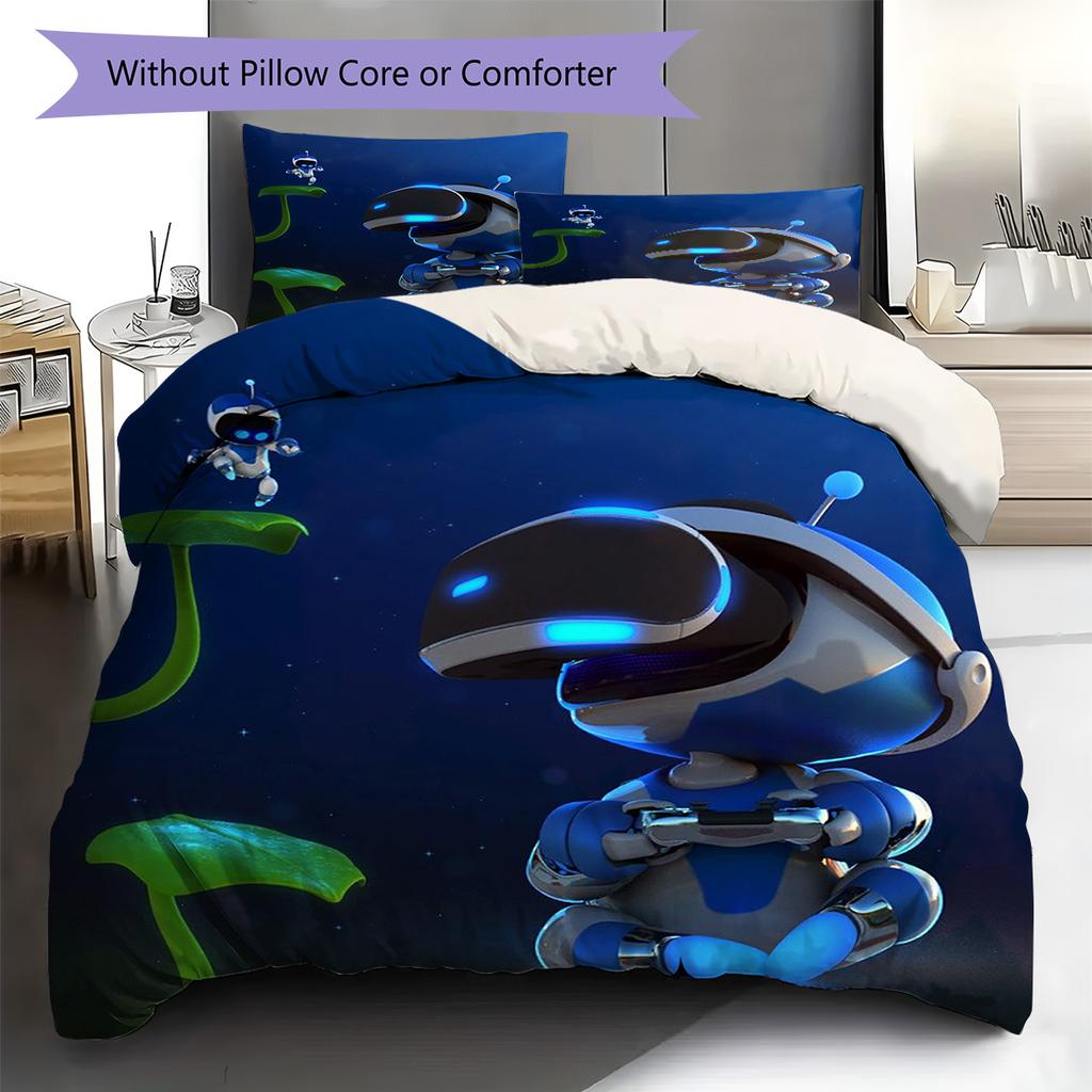 ASTRO BOT Pattern Bedding,Quilt Set Quilt Cover Pillowcase Home Birthday Gift (1 * Duvet Cover + 2 * Pillowcase, Without Core)