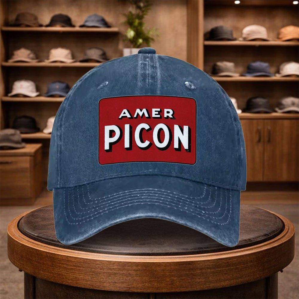A MenS AmericanStyle PICON Red Vintage Logo Baseball Cap Adjustable for Outdoor Fashion Casual Wear Urban Style Lightweigh