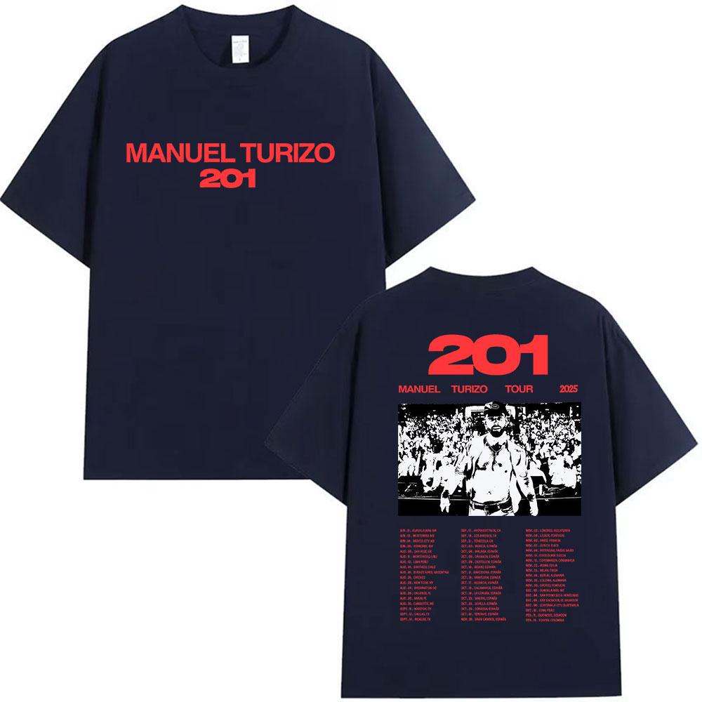 Manuel Turizo 201 Tour Graphic T Shirts Mens Hip Hop Gothic Short Sleeve Tshirt Pop Fans Clothing Oversized Cotton Tshirt