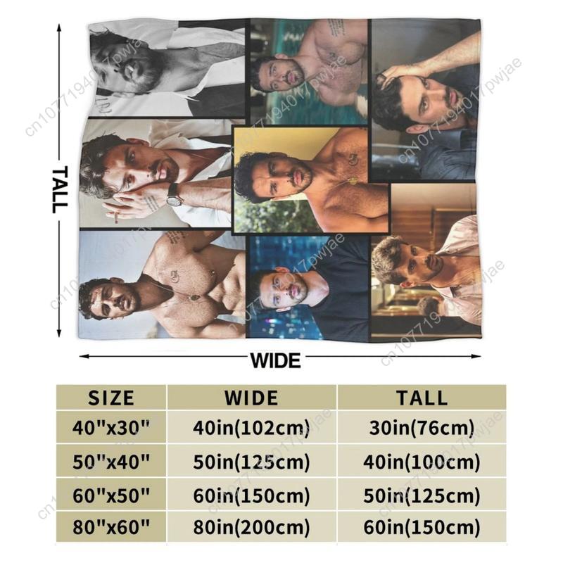 Cute Michele Morrone For Bed Soft Throw Blanket Collage For Bedroom Funny Room Decor Flannel Custom blankets 75cmx90cm