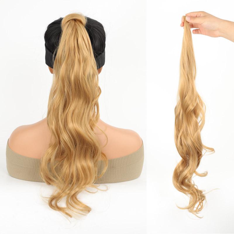 Elastyczne owinięte przedłużenie kucyka Natychmiastowe owinięcie kucyka Długie włosy w koński ogon Przedłużanie kręconych fal Syntetyczne kucyki Treska